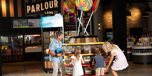 a family at the candy bar